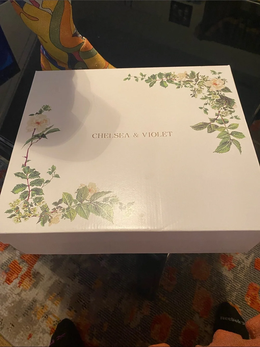 Chelsea & Violet Floral Logo Shoe Box in White